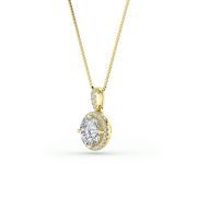 Round Shaped Lab Grown Diamond (F/VS) Halo Pendant in 14K Gold