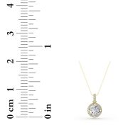 Round Shaped Lab Grown Diamond (F/VS) Halo Pendant in 14K Gold