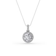Round Shaped Lab Grown Diamond (F/VS) Halo Pendant in 14K Gold