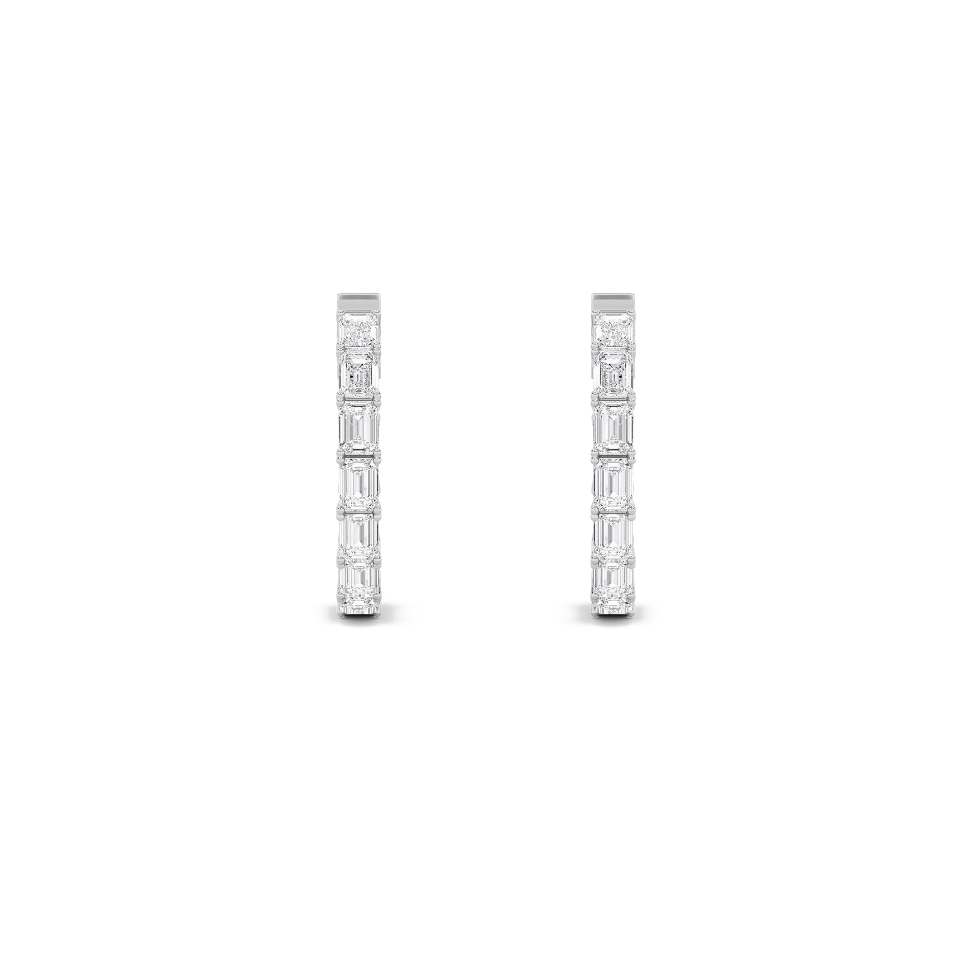 Emerald Shaped Lab Grown Diamond (F/VS) Inside Out Hoop Earrings in 14K Gold