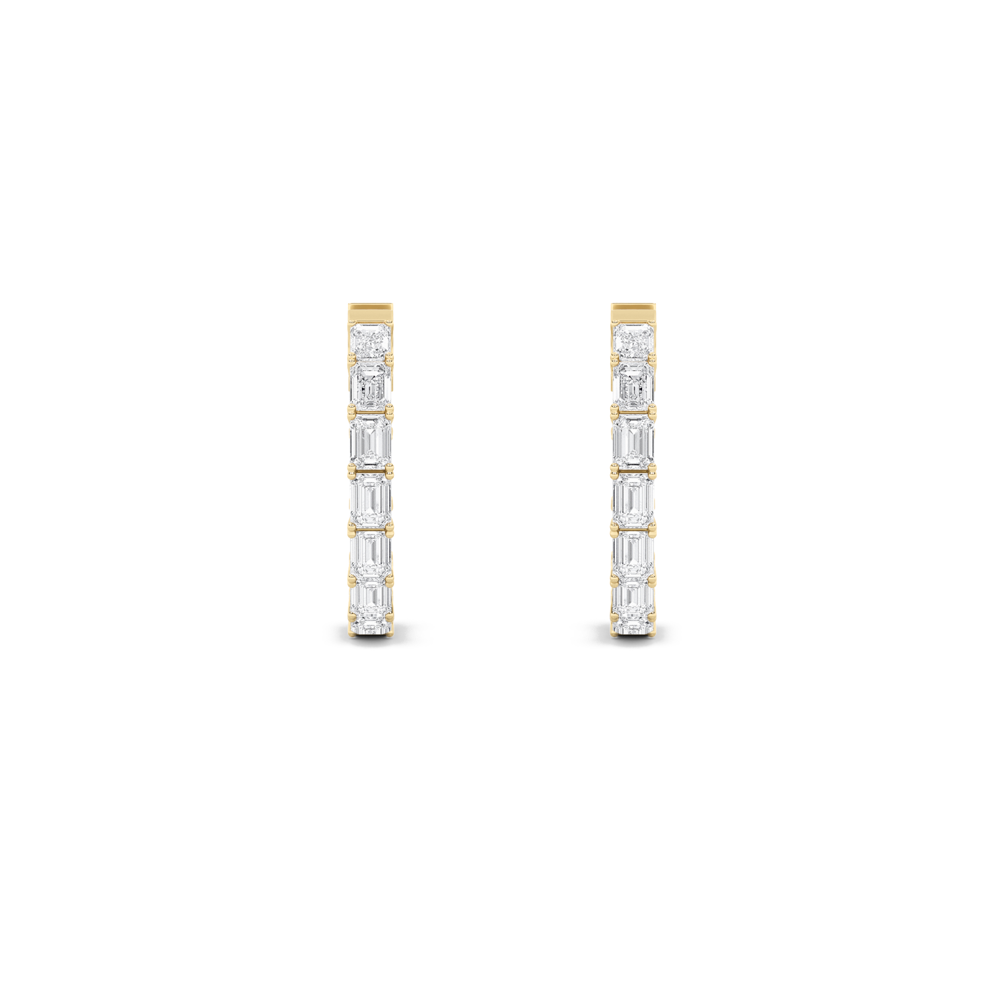 Emerald Shaped Lab Grown Diamond (F/VS) Inside Out Hoop Earrings in 14K Gold