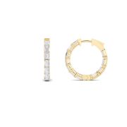 Emerald Shaped Lab Grown Diamond (F/VS) Inside Out Hoop Earrings in 14K Gold