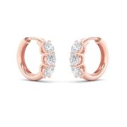 Round Shaped Lab Grown Diamond (F/VS) Three Stone Huggie Earrings in 14K Gold