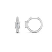 Emerald Shaped Lab Grown Diamond (F/VS) Accented Huggie Earrings in 14K Yellow Gold