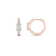 Emerald Shaped Lab Grown Diamond (F/VS) Accented Huggie Earrings in 14K Yellow Gold