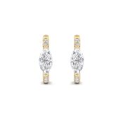 Marquise Shaped Lab Grown Diamond (F/VS) Solitare Accent Huggie Earrings in 10K Gold