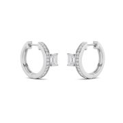 Emerald Shaped Lab Grown Diamond (F/VS) Accented Huggie Earrings in 14K Gold