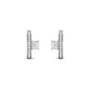 Emerald Shaped Lab Grown Diamond (F/VS) Accented Huggie Earrings in 14K Gold