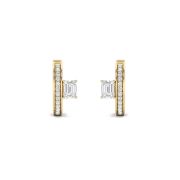 Emerald Shaped Lab Grown Diamond (F/VS) Accented Huggie Earrings in 14K Gold