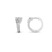 Pear Shaped Lab Grown Diamond (F/VS) Accented Huggie Earrings in 14K Yellow Gold
