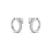 Pear Shaped Lab Grown Diamond (F/VS) Accented Huggie Earrings in 14K Yellow Gold