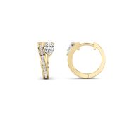 Pear Shaped Lab Grown Diamond (F/VS) Accented Huggie Earrings in 14K Yellow Gold