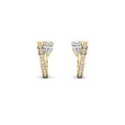 Pear Shaped Lab Grown Diamond (F/VS) Accented Huggie Earrings in 14K Yellow Gold