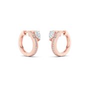 Pear Shaped Lab Grown Diamond (F/VS) Accented Huggie Earrings in 14K Yellow Gold
