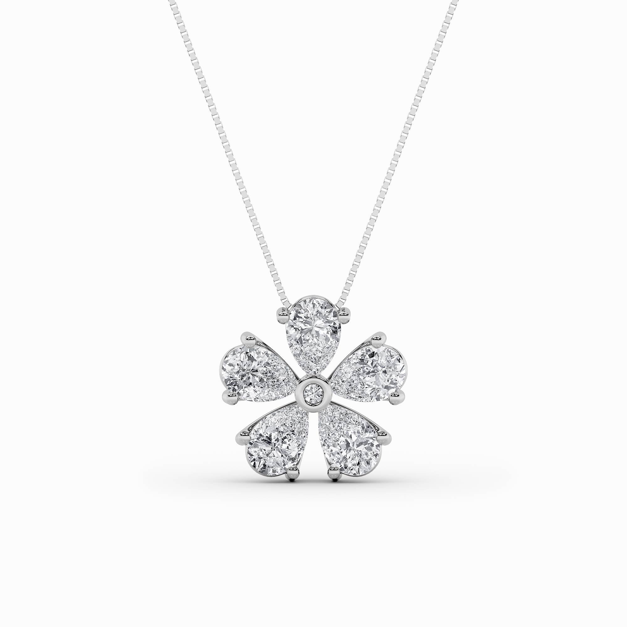 Pear Shaped Lab Grown Diamond (F/VS) Floral Pendant in 14K Gold