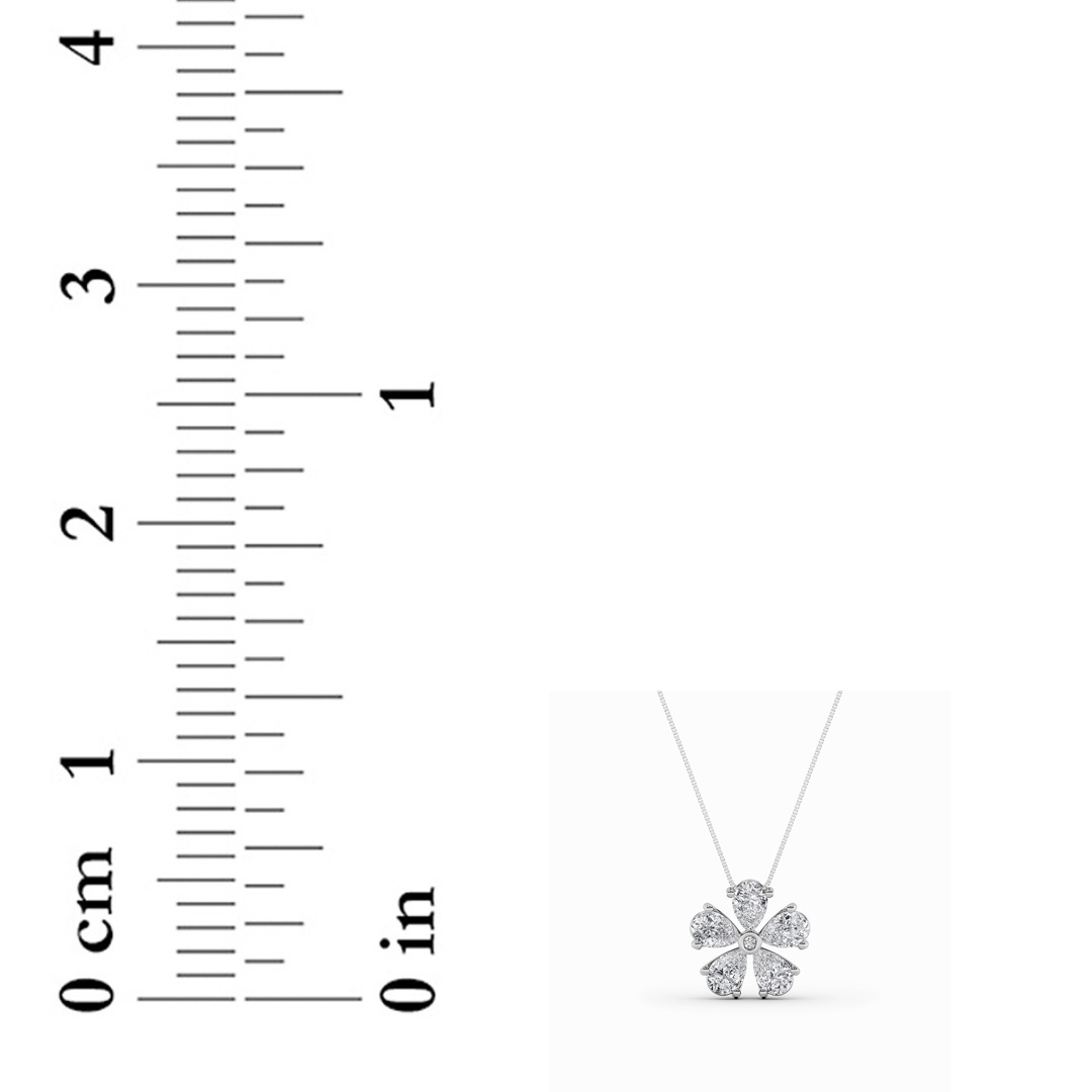 Pear Shaped Lab Grown Diamond (F/VS) Floral Pendant in 14K Gold