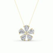 Pear Shaped Lab Grown Diamond (F/VS) Floral Pendant in 14K Gold