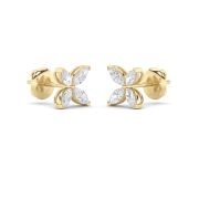 Marquise Shaped Lab Grown Diamond (F/VS) Flower Earrings in 14K Gold