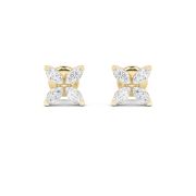 Marquise Shaped Lab Grown Diamond (F/VS) Flower Earrings in 14K Gold