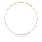 Round Shaped Lab Grown Diamond (F/VS) Graduating Half Riviera Necklace in 14K Gold