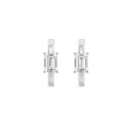 Emerald Shaped Lab Grown Diamond (F/VS) Solitaire Huggie Earrings in 14K Gold