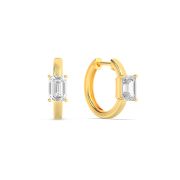Emerald Shaped Lab Grown Diamond (F/VS) Solitaire Huggie Earrings in 14K Gold