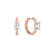 Emerald Shaped Lab Grown Diamond (F/VS) Solitaire Huggie Earrings in 14K Gold
