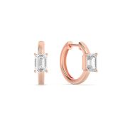 Emerald Shaped Lab Grown Diamond (F/VS) Solitaire Huggie Earrings in 14K Gold