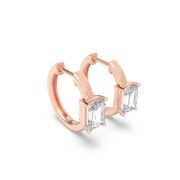 Emerald Shaped Lab Grown Diamond (F/VS) Solitaire Huggie Earrings in 14K Gold