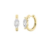 Marquise Shaped Lab Grown Diamond (F/VS) Solitaire Huggie Earrings in 14K Gold
