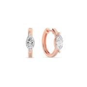 Marquise Shaped Lab Grown Diamond (F/VS) Solitaire Huggie Earrings in 14K Gold