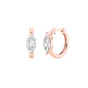 Marquise Shaped Lab Grown Diamond (F/VS) Solitaire Huggie Earrings in 14K Gold