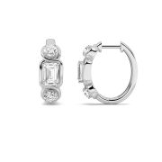 Emerald Shaped Lab Grown Diamond (F/VS) Three Stone Earrings in 14K Gold