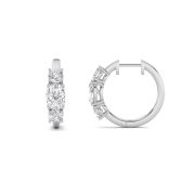 Oval Shaped Lab Grown Diamond (F/VS) Three Stone Huggie Earrings in 14K Gold