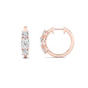 Oval Shaped Lab Grown Diamond (F/VS) Three Stone Huggie Earrings in 14K Gold