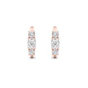 Oval Shaped Lab Grown Diamond (F/VS) Three Stone Huggie Earrings in 14K Gold
