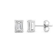 Emerald Cut Solitaire Lab Grown Diamond Earrings (F/VS) in 14K White Gold
