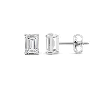 Emerald Cut Solitaire Lab Grown Diamond Earring...