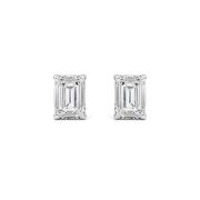 Emerald Cut Solitaire Lab Grown Diamond Earrings (F/VS) in 14K White Gold