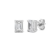 Emerald Cut Solitaire Lab Grown Diamond Earrings (F/VS) in 14K White Gold