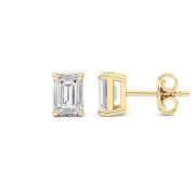 Emerald Cut Solitaire Lab Grown Diamond Earrings (F/VS) in 14K White Gold