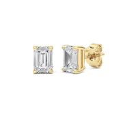 Emerald Cut Solitaire Lab Grown Diamond Earrings (F/VS) in 14K White Gold