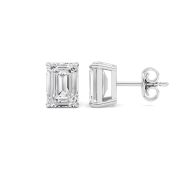 Emerald Cut Solitaire Lab Grown Diamond Earrings (F/VS) in 14K White Gold