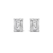 Emerald Cut Solitaire Lab Grown Diamond Earrings (F/VS) in 14K White Gold