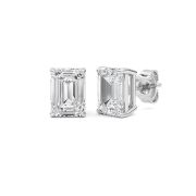 Emerald Cut Solitaire Lab Grown Diamond Earrings (F/VS) in 14K White Gold