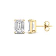 Emerald Cut Solitaire Lab Grown Diamond Earrings (F/VS) in 14K White Gold