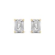 Emerald Cut Solitaire Lab Grown Diamond Earrings (F/VS) in 14K White Gold