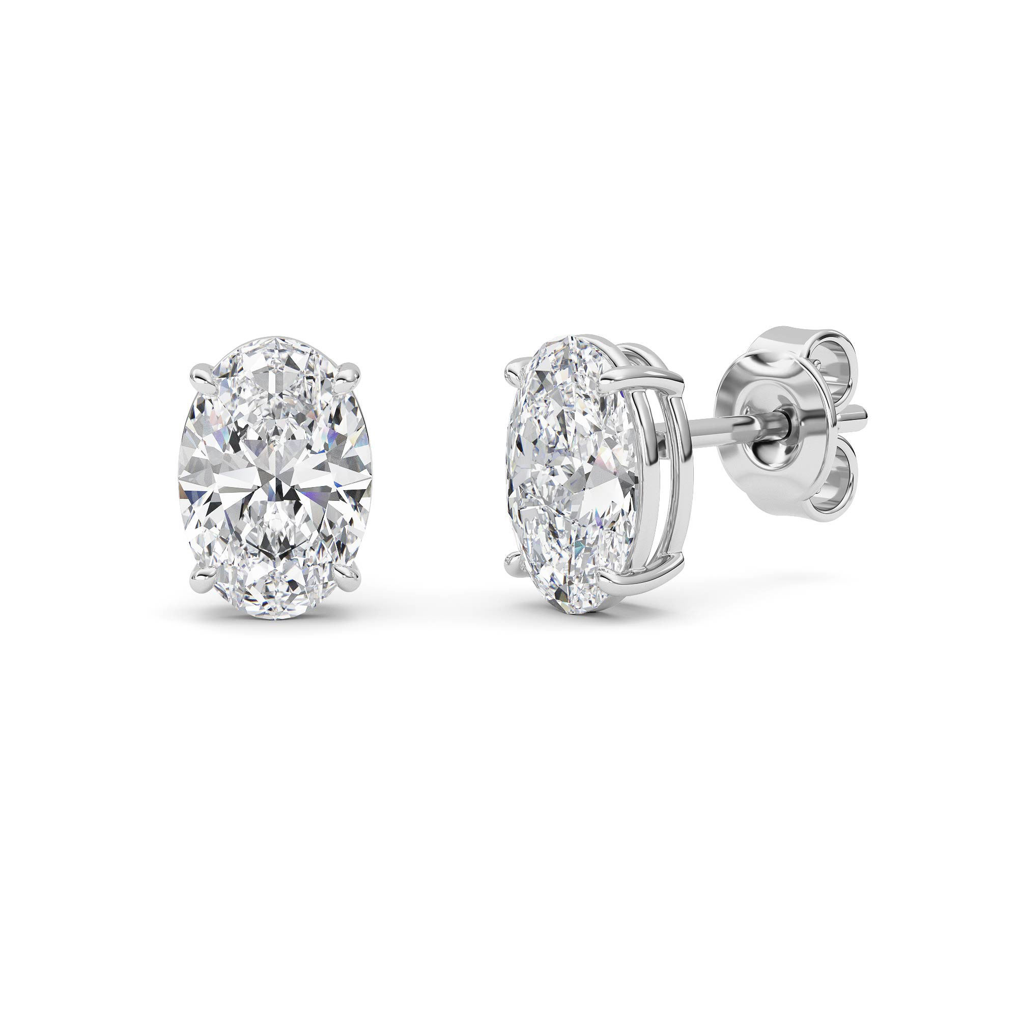 Oval Shaped Solitaire Lab Grown Diamond Earrings (F/VS) in 14K White Gold