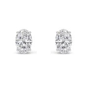 Oval Shaped Solitaire Lab Grown Diamond Earrings (F/VS) in 14K White Gold