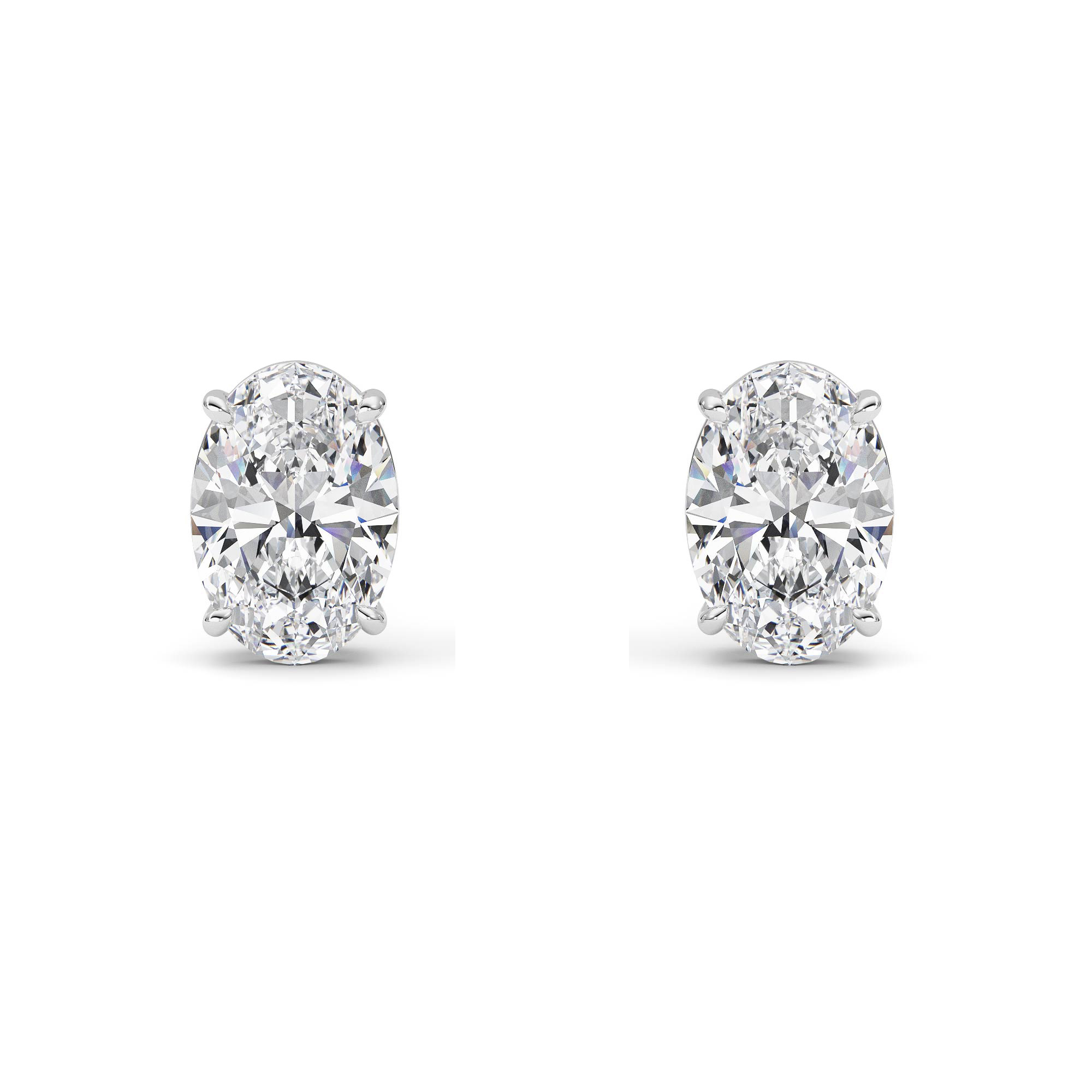 Oval Shaped Solitaire Lab Grown Diamond Earrings (F/VS) in 14K White Gold